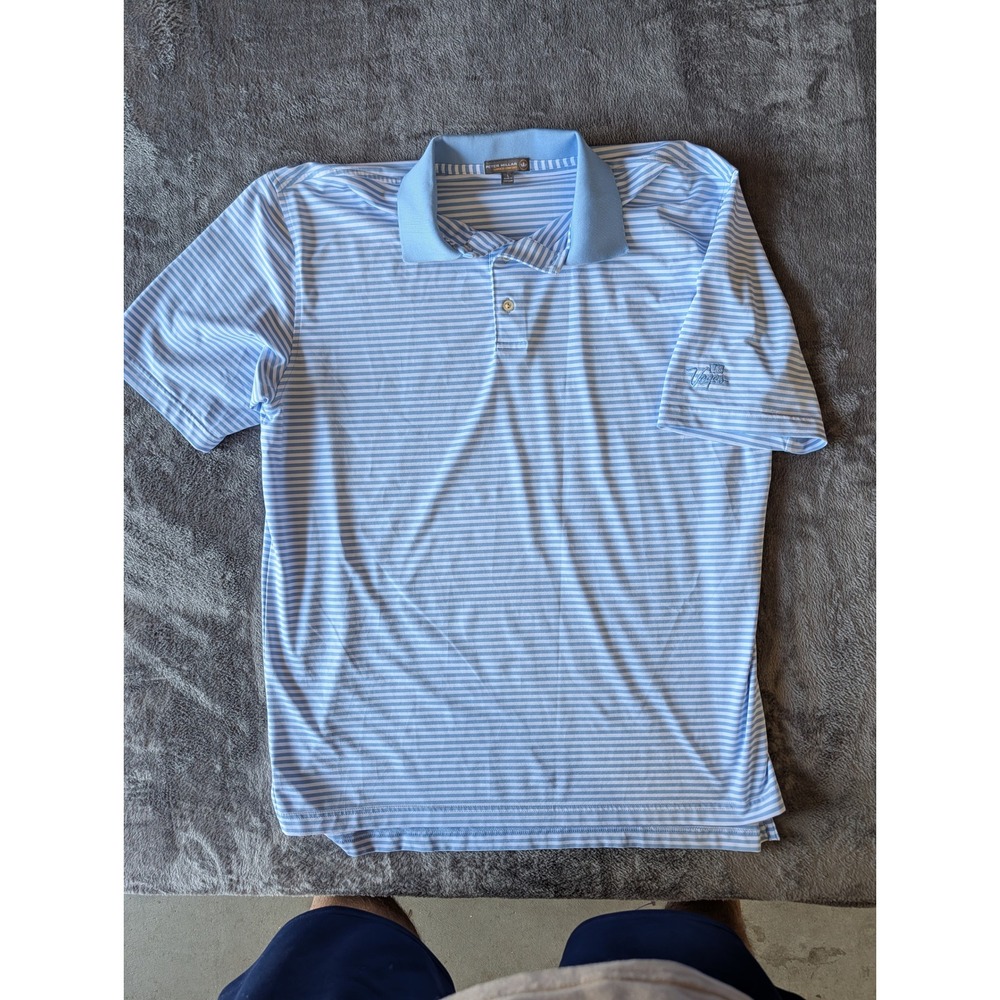 Peter Millar Summer Comfort Polo Shirt Mens Large Blue White Striped Las Vegas